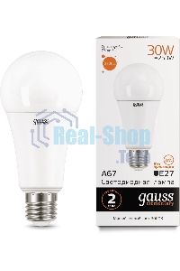 Лампа светодиодная LED Gauss Elementary A67 30Вт E27 3000К