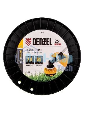Леска для триммера Denzel квадрат, 2,0мм х 251м, на DIN катушке FLEX CORD