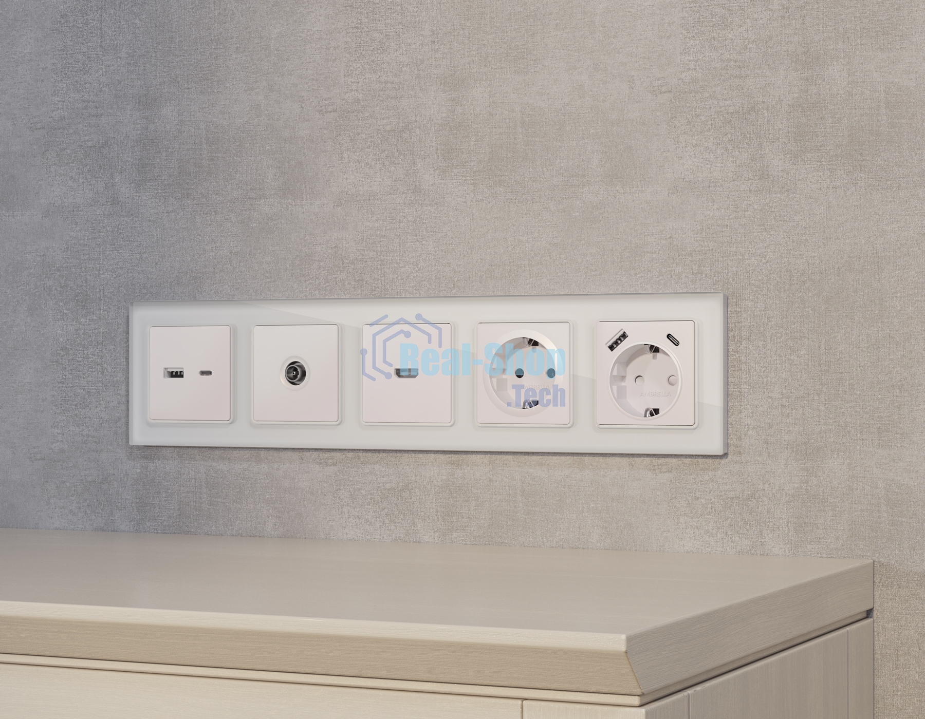 Комплект механизма розетки ALFA Жемчуг 2USB A+C 20W (быстрая зарядка) QUANT (AP2110, VM177) MA211010