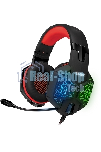 Гарнитура проводная игровая с микрофоном SVEN AP-U988MV, черный-красный (USB, LED, 7.1)