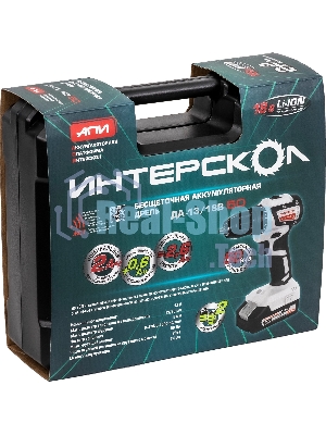 Дрель-шуруповерт ИНТЕРСКОЛ ДА-13/18В 50 КОМБИ, 18 В, 2 Ач, 50 Нм, бесщеточный