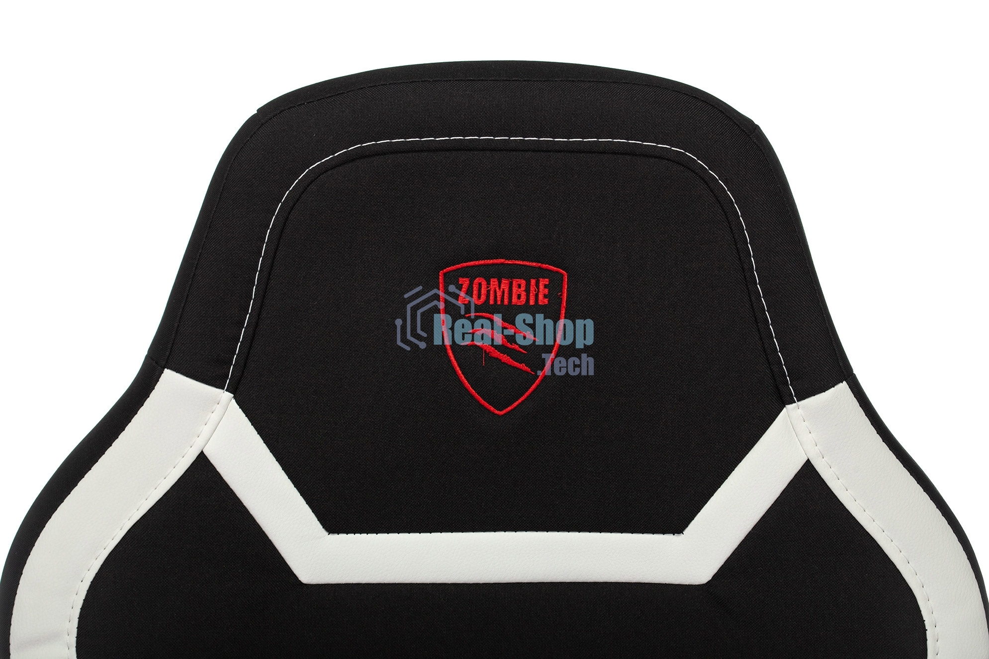 Кресло игровое Zombie 10 черный/белый искусст. кожа/ткань крестовина пластик