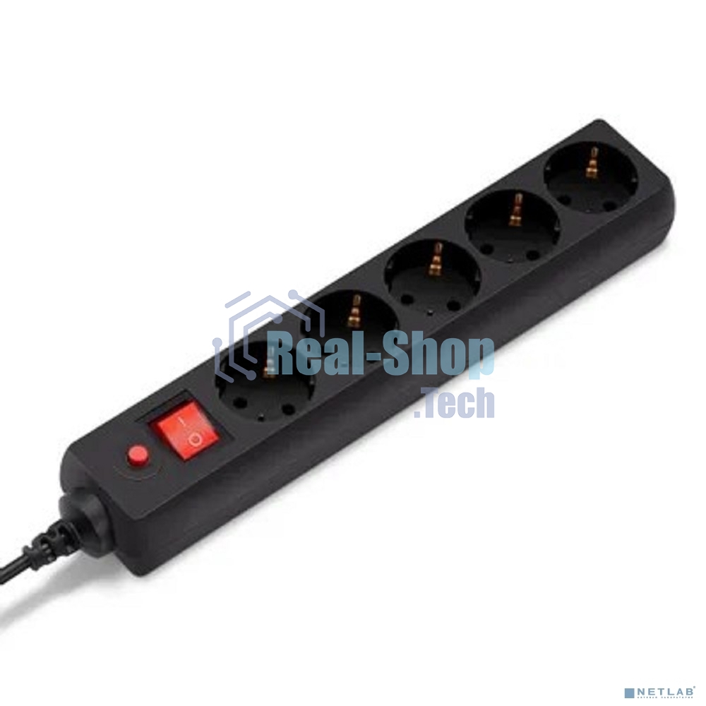 Сетевой фильтр BURO 5 розеток, 10 метров, (500SH-10-B), черный 992303