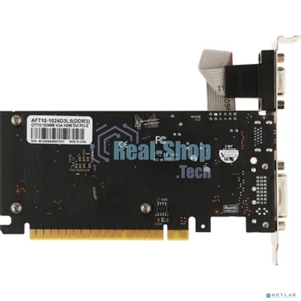 Видеокарта AFOX AF710-1024D3L5 GT710 1Gb DDR3 64BIT DVI HDMI VGA LP HEATSINK RTL