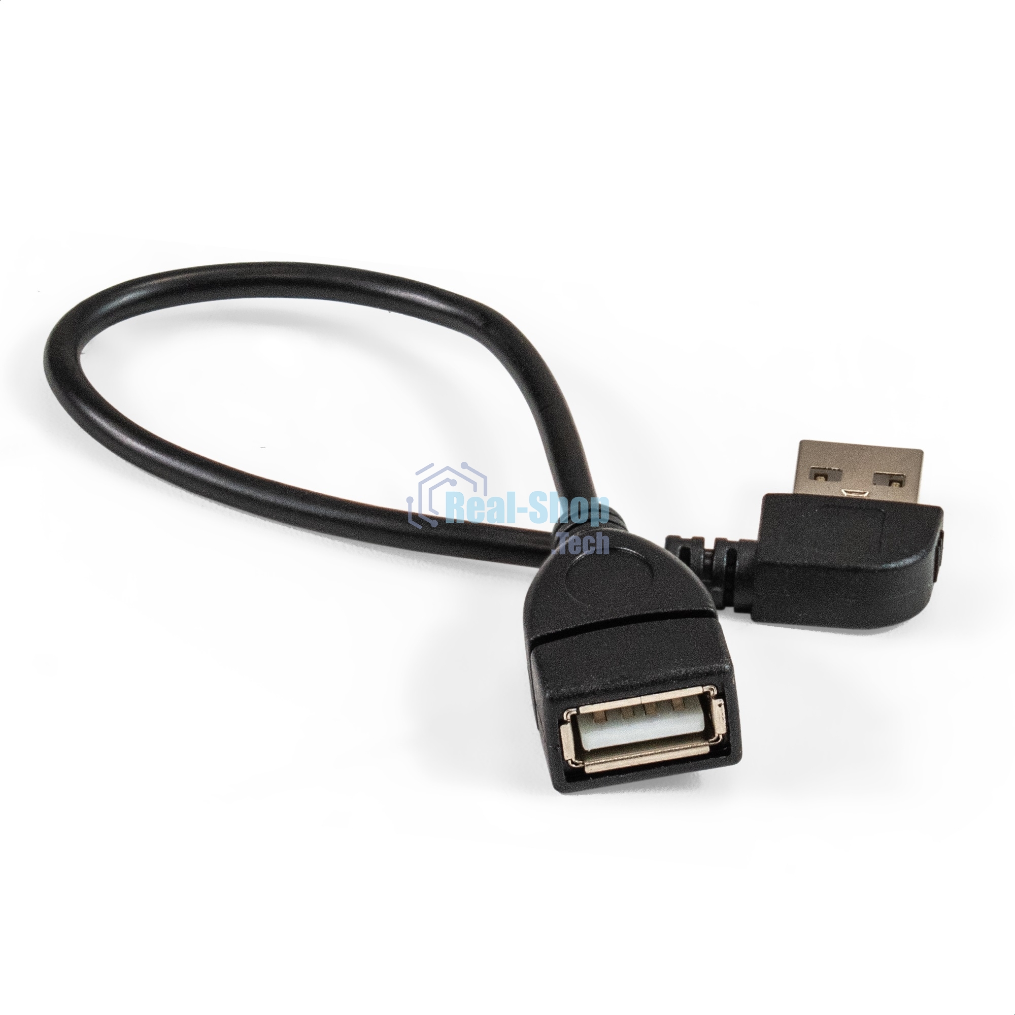 Удлинитель USB 2.0 ExeGate EX-CC-USB2-AMAF-0.15L (Am/Af, угловой 90-градусный коннектор (горизонтальный левый), 0,15м)