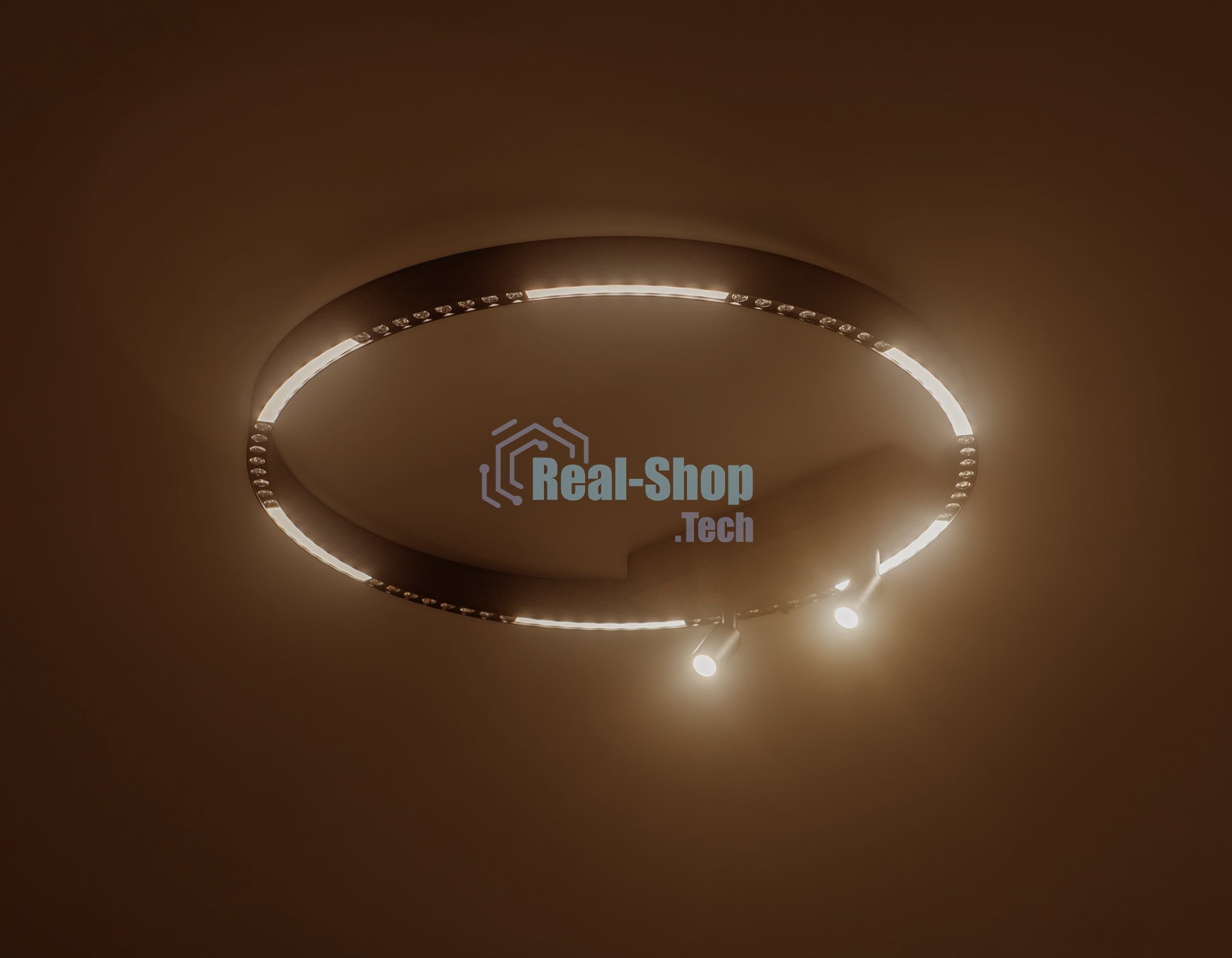 Потолочный светодиодный светильник Ambrella light FL5808/1+2 BK черный 40W 3000K/4200K/6400K D600*95 (без ПДУ)