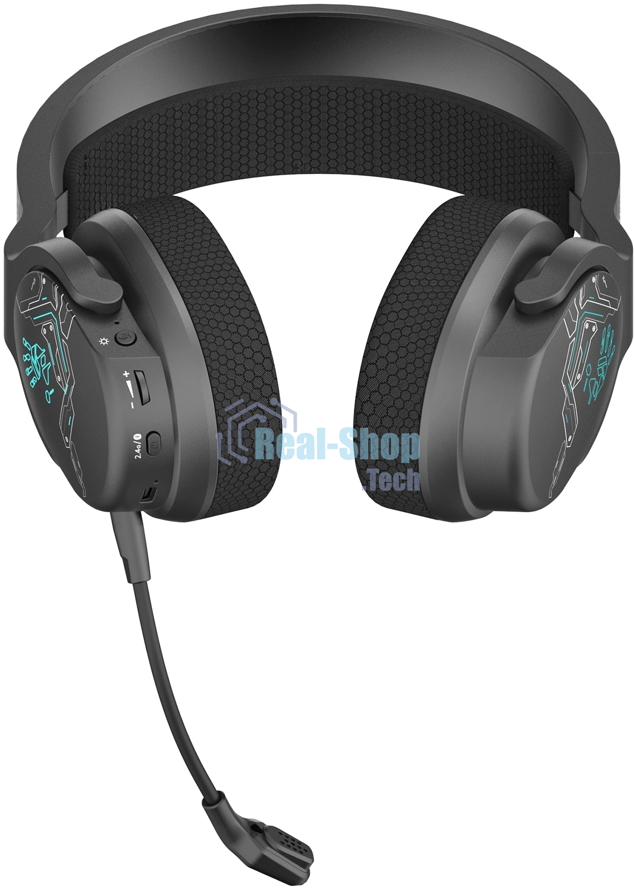 Гарнитура Bloody GR370 черный, беспроводная + проводная, Bluetooth, до 45 ч, подсветка