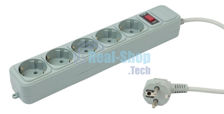 Сетевой фильтр PC Pet AP01006-5-GR 5 м (5 розеток) серый