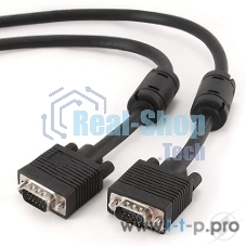 Кабель Gembird/Cablexpert VGA Premium, 15M/15M, 5.0м,черный,тройной экран, феррит.кольца