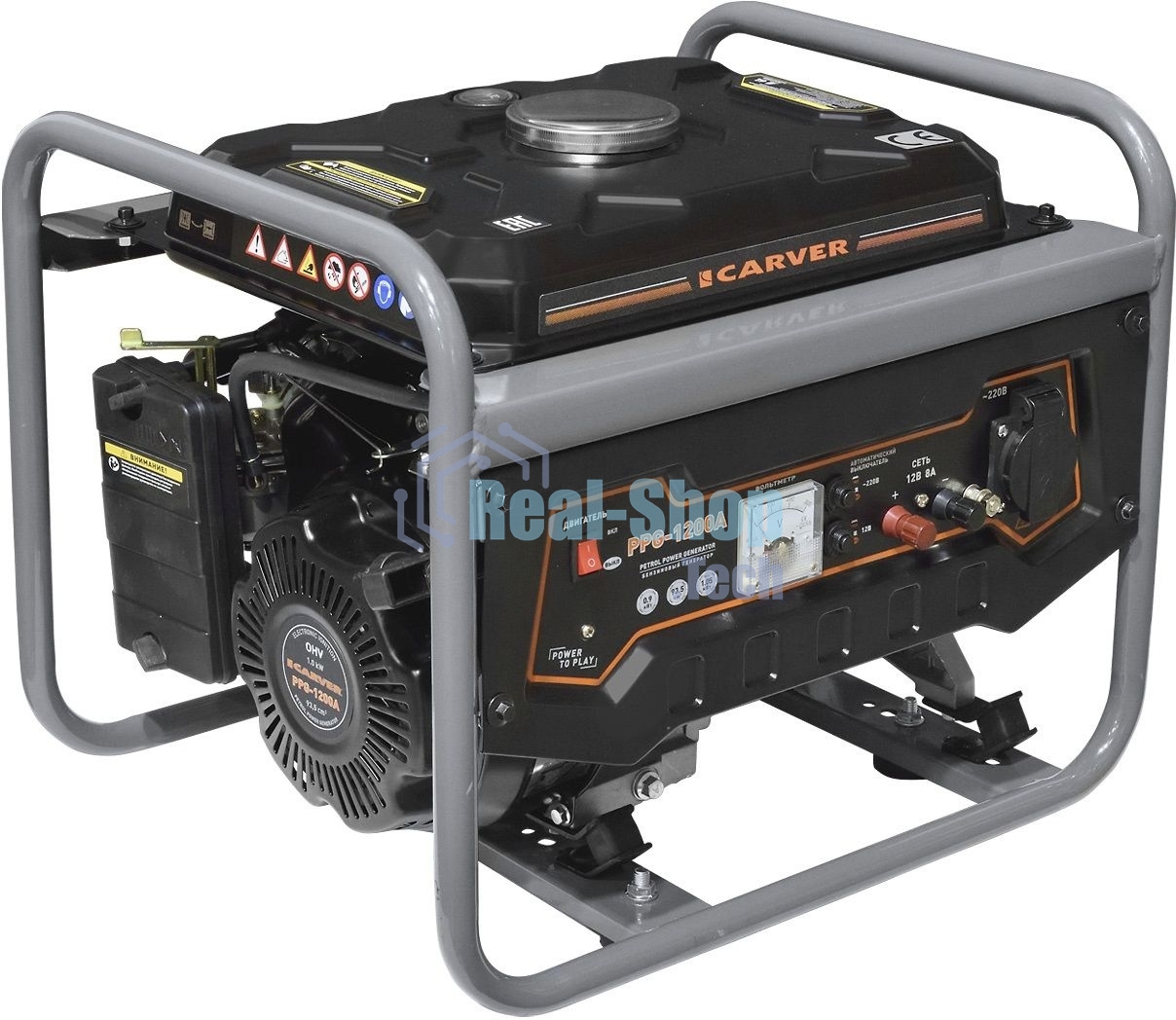 Электрогенератор бензиновый Carver PPG-1200, 1.05 кВт, 65 дБ, 24 кг