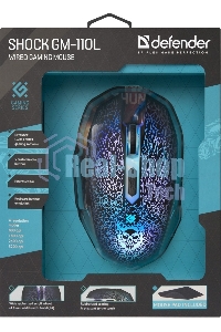 Мышь проводная Defender Shock GM-110L черный, 3200 dpi, USB, кнопки - 6