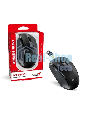 Мышь беспроводная Genius NX-8008S черный, 1200 dpi, радиоканал, USB, кнопки - 3