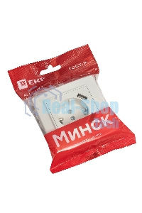 Розетка 1-местная СП с/з 16А белая с защ. штор. с 2 USB 2,1А EKF Минск