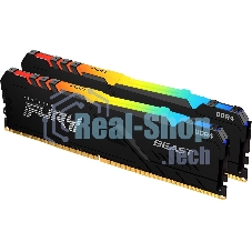 Оперативная память Kingston Fury Beast, DDR4, 64GB (2x32GB), 3200MHz, CL16, DIMM, с радиатором, RGB, черный