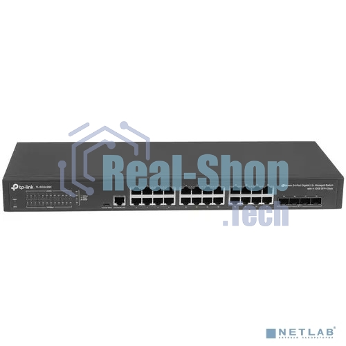 Коммутатор TP-Link JetStream 24-port Pure-Gigabit L2+ Managed Switch, 24 10/100/1000Mbps RJ45, 4*10G SFP+ Slots