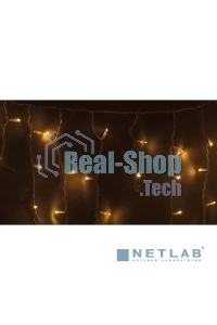 Гирлянда Neon-night Айсикл (бахрома) светодиодный, 4,8 х 0,6 м, белый провод, 230 В, диоды теплый белый, 176 LED