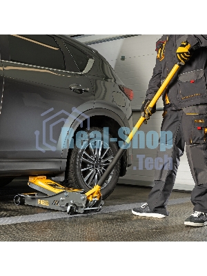 Домкрат гидравлический подкатной Denzel 3,8 т, 110-580 мм, быстрый подъем, низкий подхват, проф.