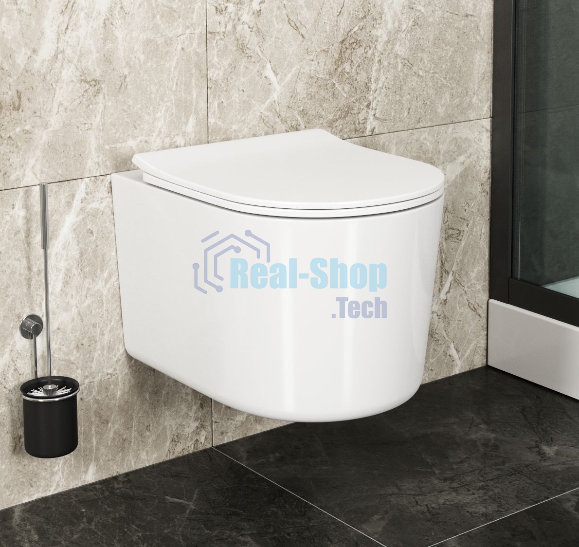 Комплект BAU 6 в 1: рамная инсталляция BAU NEO 45, унитаз подвесной безободковый Bau Hotel PRO, быстросъемное сиденье микролифт, кнопка смыва BAU Stil , черная матовая