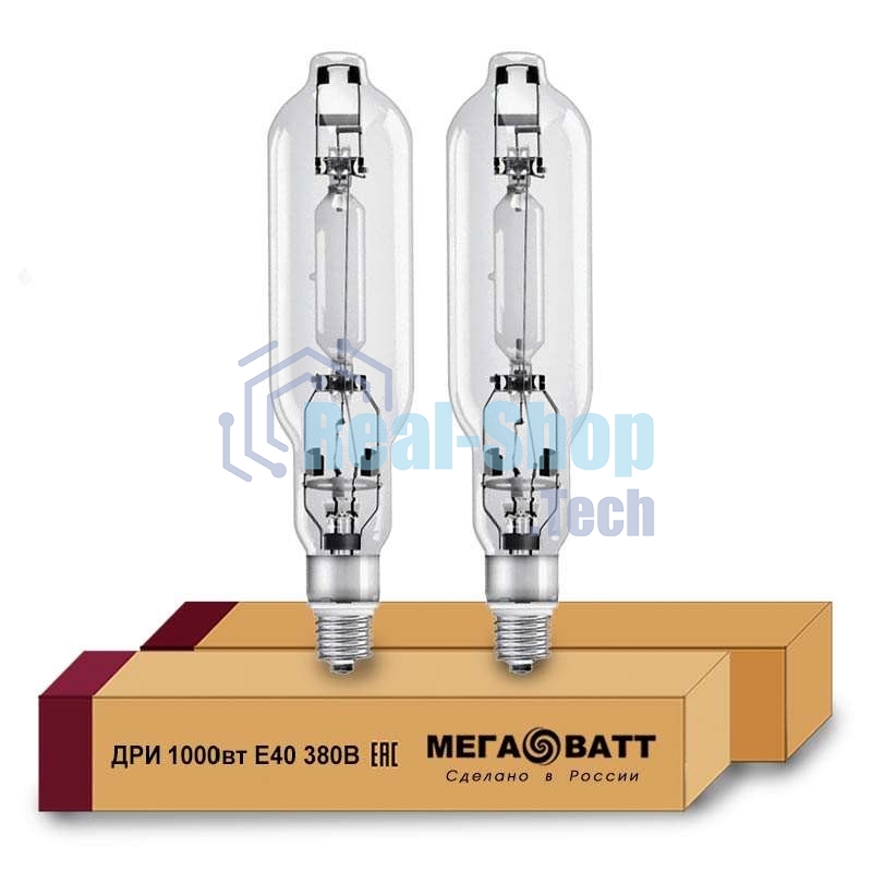 Лампа газоразрядная дуговая ртутная ДРИ 1000 380/4000К E40 (12) МЕГАВАТТ 03116