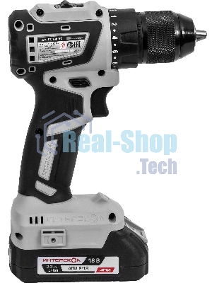 Дрель-шуруповерт ИНТЕРСКОЛ ДА-13/18В 50 КОМБИ, 18 В, 2 Ач, 50 Нм, бесщеточный