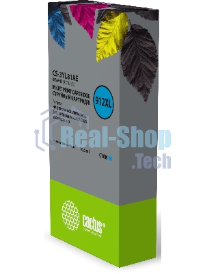Картридж струйный Cactus CS-3YL81AE 912XL (есть ограничения по прошивке) голубой (10.5 мл) для HP OfficeJet 8012/8014/8015/8017;OfficeJet Pro 8022/8023/8024/8025 AIO