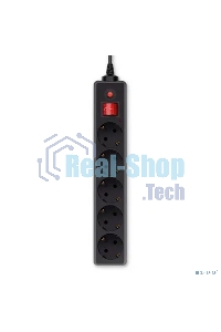 Сетевой фильтр BURO 5 розеток, 10 метров, (500SH-10-B), черный 992303