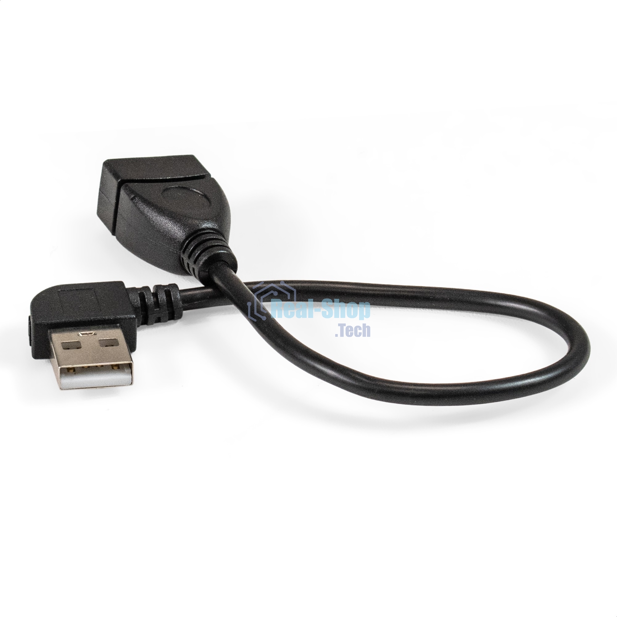 Удлинитель USB 2.0 ExeGate EX-CC-USB2-AMAF-0.15L (Am/Af, угловой 90-градусный коннектор (горизонтальный левый), 0,15м)