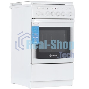 Плита комбинированная De Luxe 506022.05ГЭ (КР) ЧР 030 белый, конфорок 2 газовых и 2 электрических, духовка 54 л, 50 см x 85 см x 60 см
