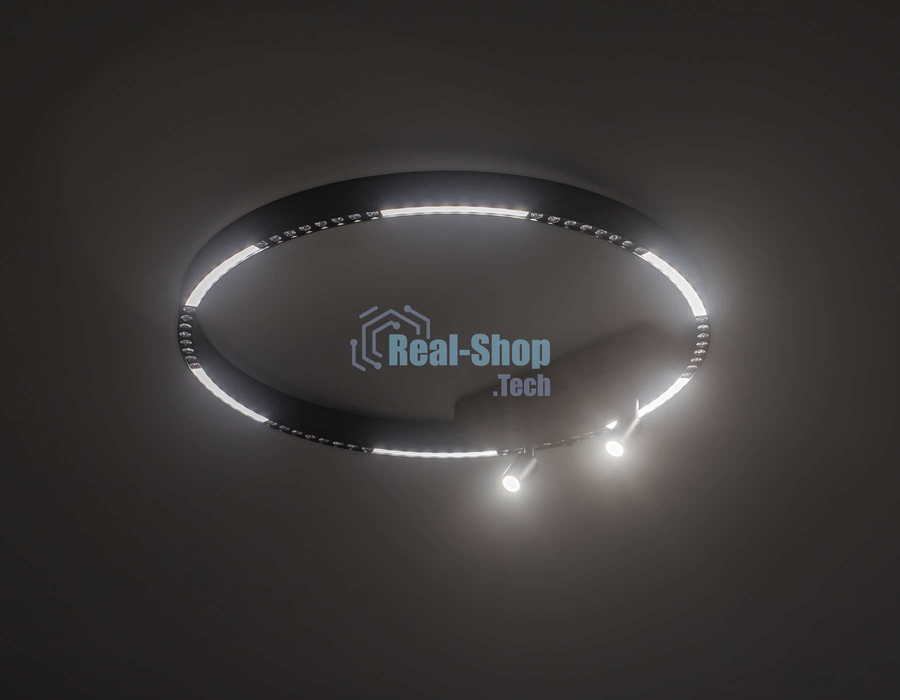 Потолочный светодиодный светильник Ambrella light FL5808/1+2 BK черный 40W 3000K/4200K/6400K D600*95 (без ПДУ)
