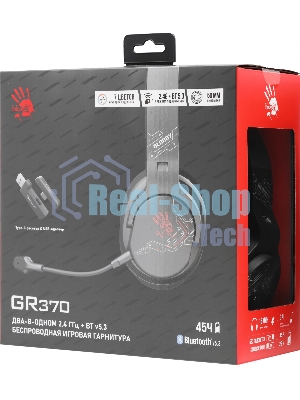 Гарнитура Bloody GR370 черный, беспроводная + проводная, Bluetooth, до 45 ч, подсветка