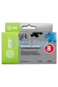 Картридж струйный Cactus CS-CLI8C голубой (12 мл) для Canon Pixma MP500, MP510, MP520, MP530, MP600, MP800, MP810, MP830, MP970, MX700, 850, iP3300, iP3500, iP4200, iP5200, iP5300, iP6600D, iP6700D, iX4000, iX5000, Pro 9000