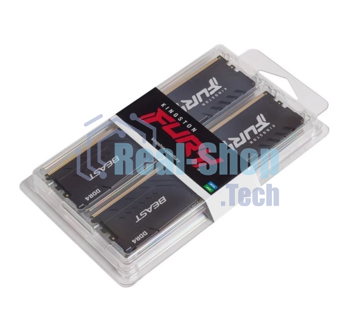 Оперативная память Kingston Fury Beast, DDR4, 64GB (2x32GB), 3600MHz, CL18, DIMM, с радиатором, черный