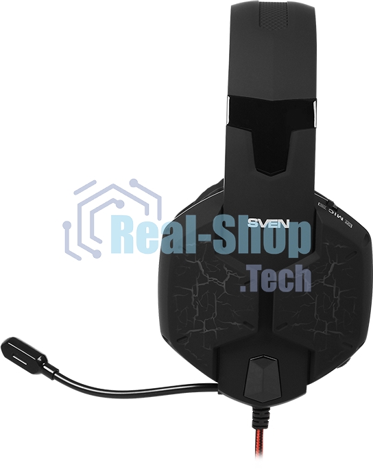 Гарнитура проводная игровая с микрофоном SVEN AP-U988MV, черный-красный (USB, LED, 7.1)