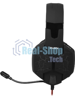 Гарнитура проводная игровая с микрофоном SVEN AP-U988MV, черный-красный (USB, LED, 7.1)