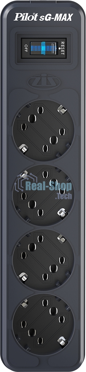 Сетевой фильтр Pilot sG-Max 5 outlets (GP), 15А/3.3 kVt, automatic circuit-breaker, 1.8 m, gfaphite
