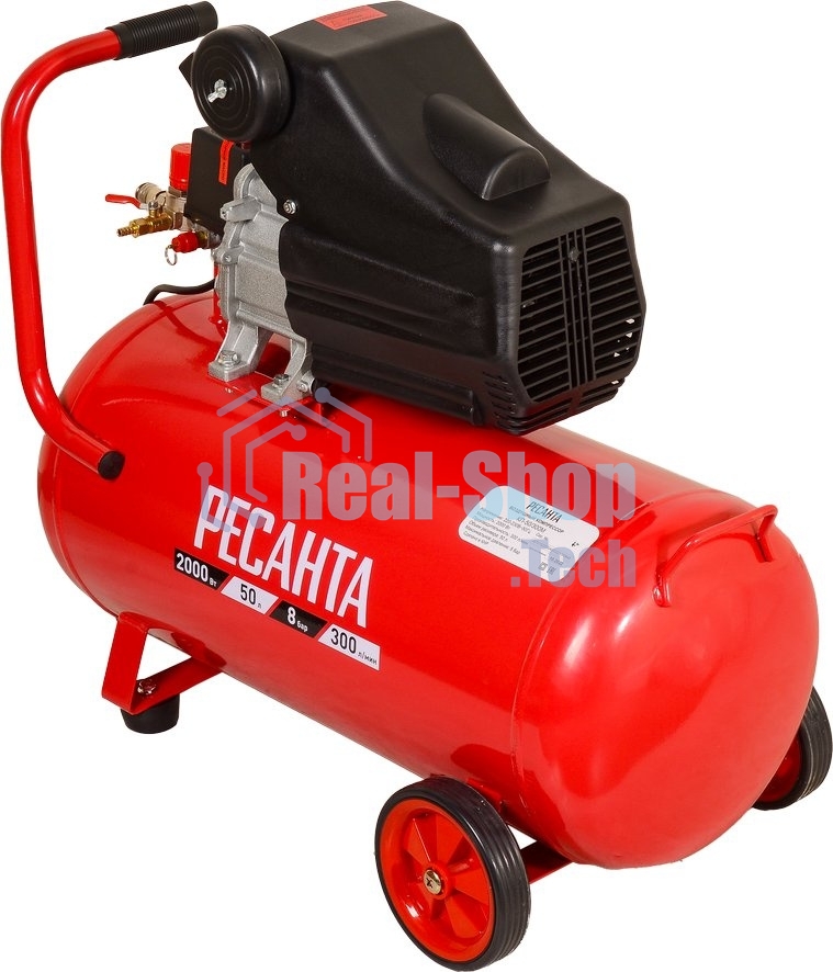 Компрессор поршневой Ресанта КП-50/300М масляный 300л/мин 50л 2000Вт красный/черный