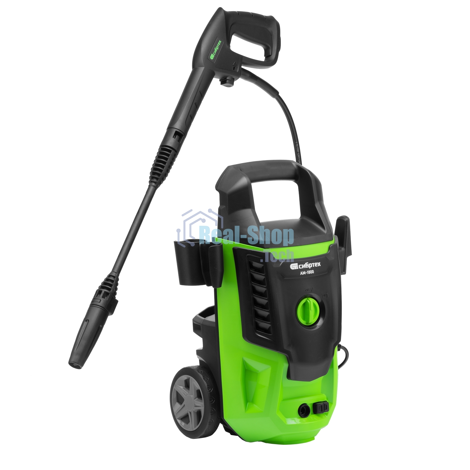 Моечная машина высокого давления Сибртех АМ-1800, 1800 Вт, 140 бар, 350 л/ч, колесная