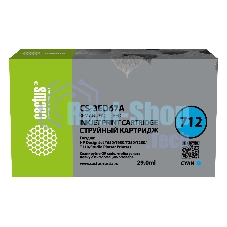 Картридж струйный Cactus CS-3ED67A 712 голубой (29 мл) для HP DJ T230/630