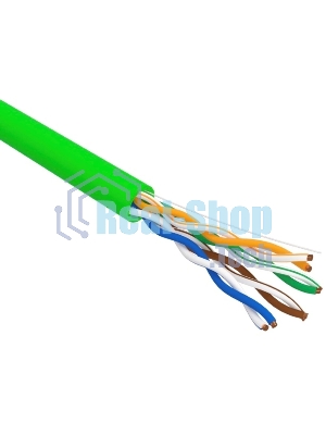Кабель витая пара Rexant U/UTP, cat.5e, нг(А)-LSLTx, 4х2х0,52мм, 24AWG, INDOOR, SOLID, зеленый, 305м