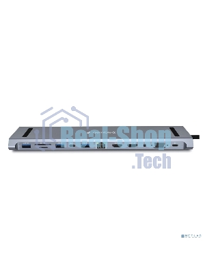 USB-концентратор Gembird UHB-D6, USB Type-C, USB 2.0/RJ45/USB Type-C PD87W/Jack 3.5 / SD/TF/2xHDMI/VGA, USB Type-C