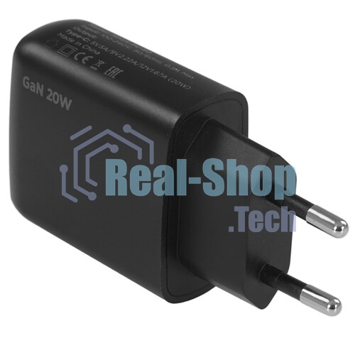Зарядное устройство Cablexpert MP3A-PC-60 20Вт GaN, 3А, QC4.0/PD, 1xType-C, черный, пакет