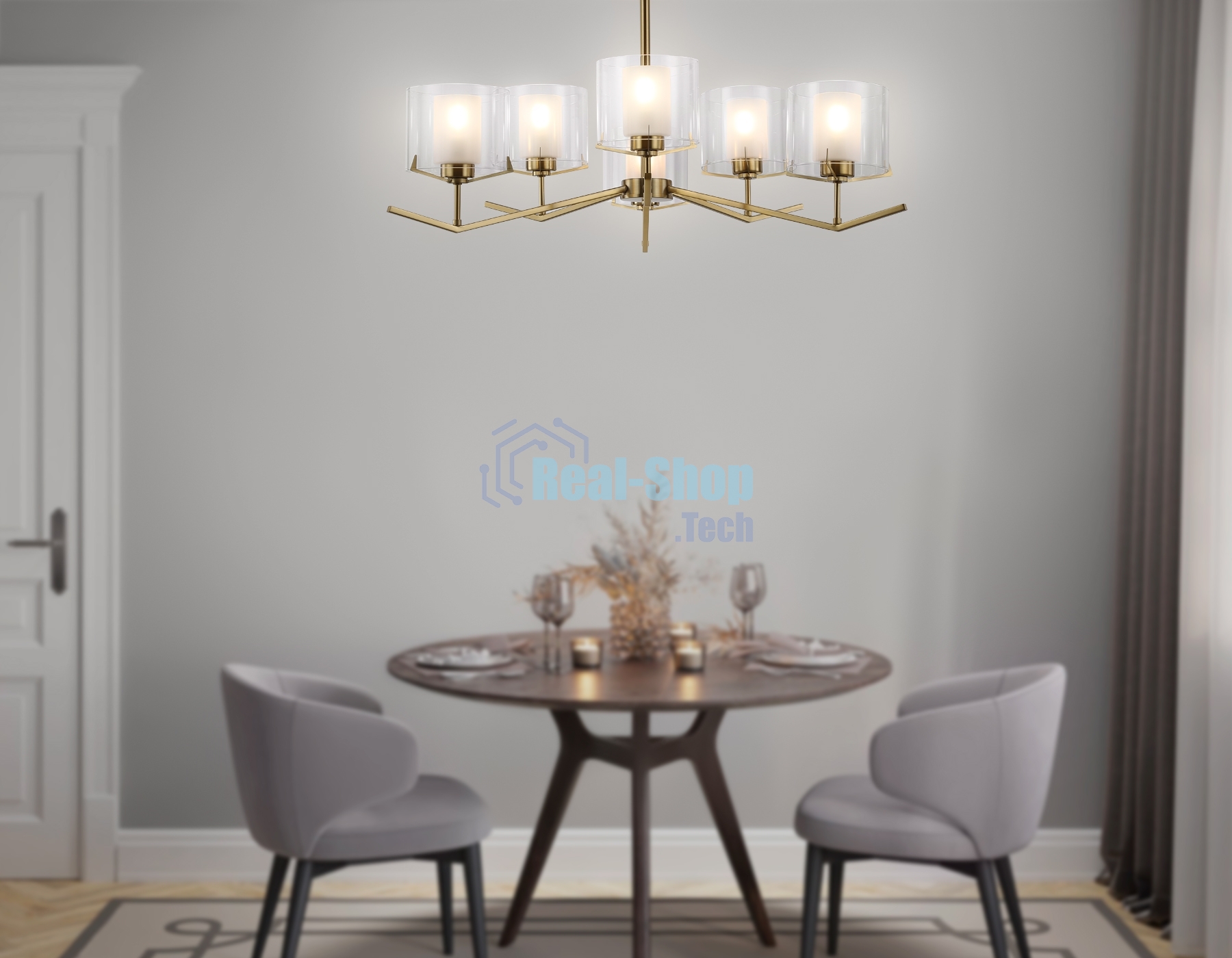 Люстра Ambrella light LH57008/6 BS/FR латунь/белый матовый E14/6 max 40W D850*420