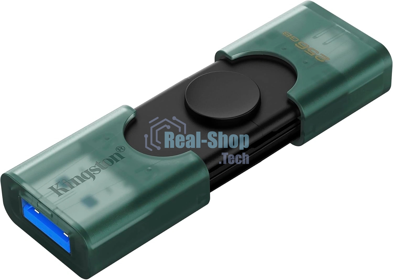Флешка USB Kingston DataTraveler Duo (DTDEG2/256Gb), 256Gb, USB3.2/Type-C, R/W 150/60, зеленая