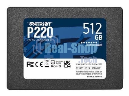 Накопитель SSD Patriot P220, 512Gb, SATA III, 2.5