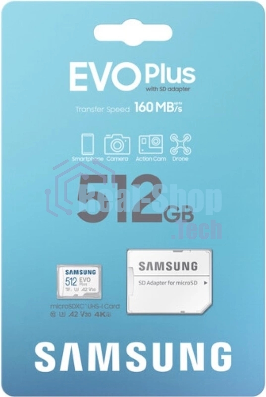 Флеш карта microSDXC 512Gb Samsung MB-MC512SA/EU EVO Plus + adapter