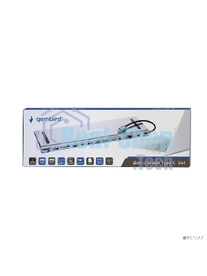 USB-концентратор Gembird UHB-D6, USB Type-C, USB 2.0/RJ45/USB Type-C PD87W/Jack 3.5 / SD/TF/2xHDMI/VGA, USB Type-C