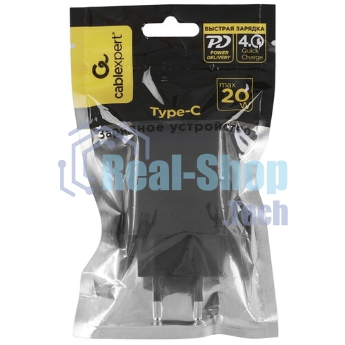 Зарядное устройство Cablexpert MP3A-PC-60 20Вт GaN, 3А, QC4.0/PD, 1xType-C, черный, пакет