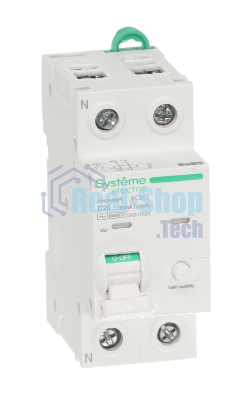 Автоматический выключатель дифф. тока (АВДТ) Systeme Electric S9D51620 Systeme9 1P+N C 20A 6kA 30мА Тип-AC 230В