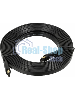 Кабель аудио-видео High Speed ver.1.4 Flat HDMI (m)/HDMI (m) 5м. позолоченные контакты черный