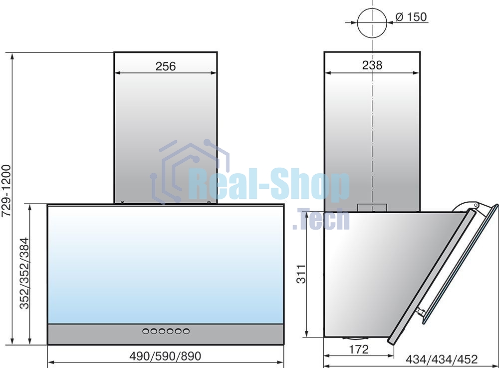 Вытяжка каминная Elikor Рубин S4 60П-700-Э4Д антрацит, 60 см, 700 куб. м/ч, 52 дБ